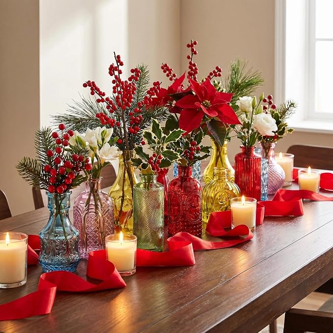 24PCS Mini Bud Vases As Wedding Centerpieces for Tables,Colorful Bud Vases for Flowers,Small Flower Vases Suitable for Birthday Party,Anniversary,Wedding Reception,Baby Shower (Colorful)