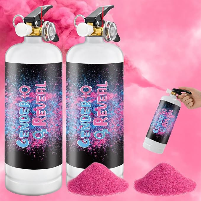 Gender Reveal Fire Extinguisher Pink or Blue 2Pack Large Gender Extinguishers Smoke Powder for Boy or Girl Baby Gender Reveal Ideas Biodegradable Color Powder Smoke for Gender Reveal Party