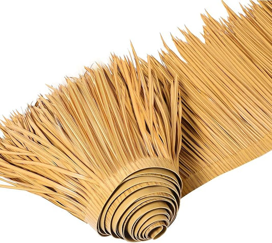 Mexican Tiki Hut Grass Skirting Roof Tiki Bar Grass Duck Blind for Thatch Roofing Bar Decorations Roll Palm Palapa Straw Thatch Roof for Fence Party(Yellow,315 x 15 Inch)