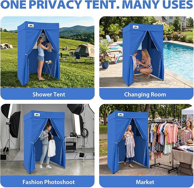 EAGLE PEAK 4x4 Pop Up Changing Tent, Flat Top Changing Room, Blue | Portable, Privacy Tent, Pool Cabana, Dressing Room, Shower & Toilet Use, Opaque Fabric, Instant Setup, Photoshoots, Camping
