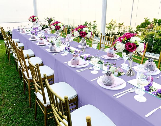 fani 10 Pack 60 x 102 Inch Tablecloth, Lavender Tablecloth for 6 Feet Rectangle Tables, Stain and Wrinkle Resistant Washable Fabric Table Cloth for Wedding Party Dining Table Buffet Parties Camping