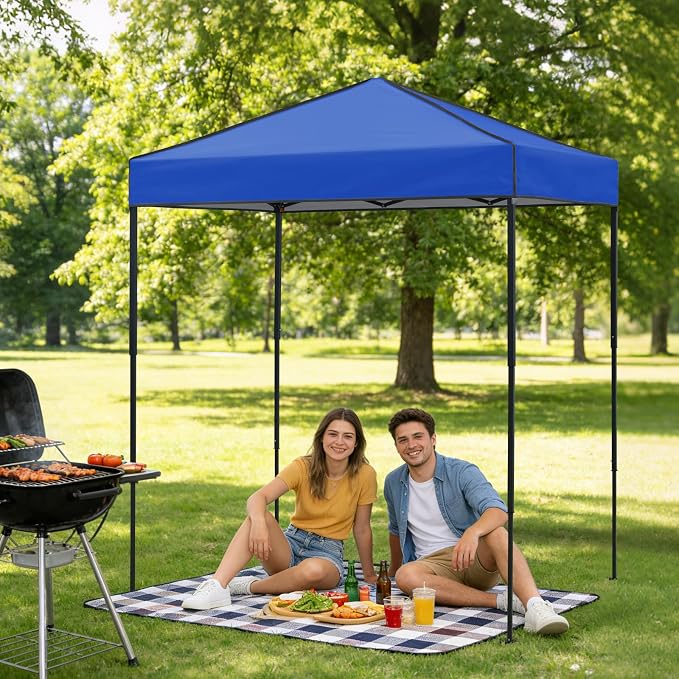 6x4 Pop Up Canopy Tent, Instant Portable Beach Canopy, Outdoor Tent with Carry Bag for Camping, Sports, Tailgating, Events, Blue