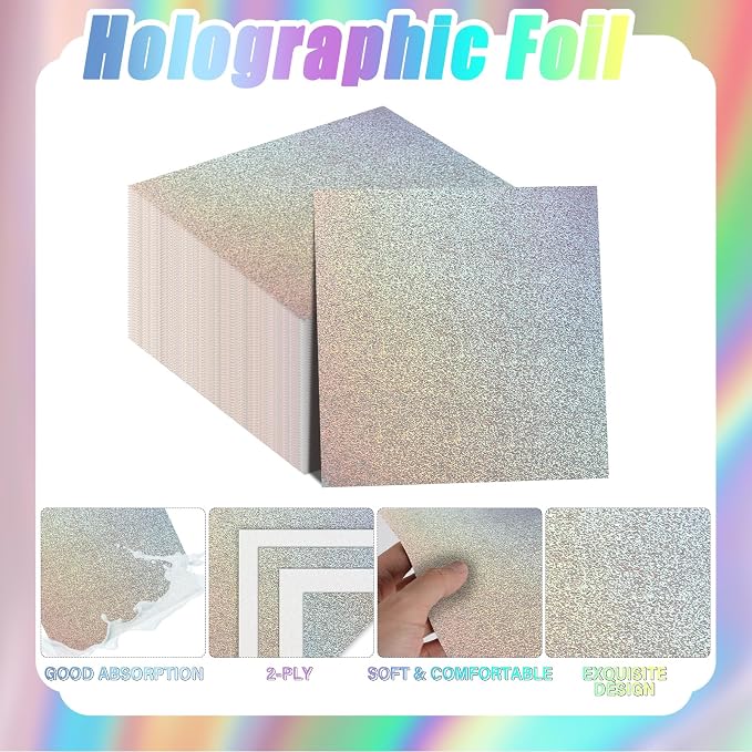96 Pcs Iridescent Birthday Tableware Set Iridescent Party Supplies Decorations Holographic Foil Paper Plates and Napkins for Bachelorette Wedding Y2K Disco 24 Guest Birthday Party Favor