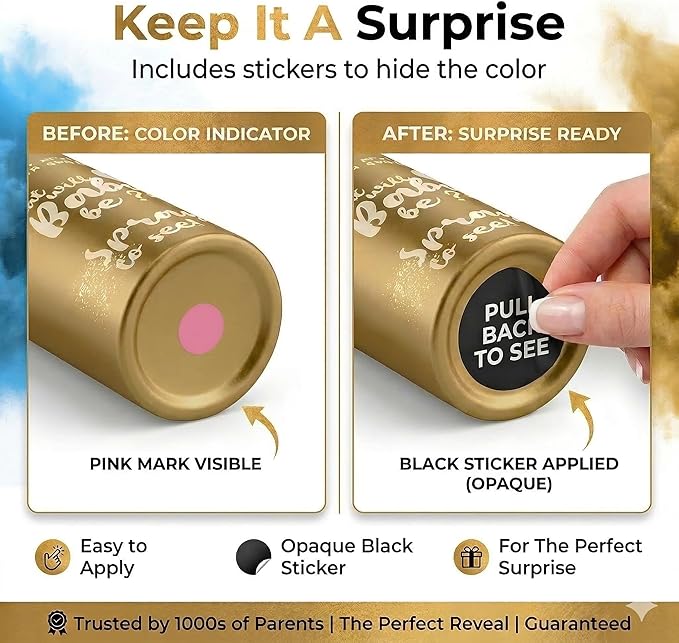 Gender Reveal Smoke Bombs Set – 2 Pack Gender Reveal Fire Extinguisher Spray (Pink, 150g Each) – Non-Toxic Cornstarch Cloud for Baby Girl Reveal Party Ideas, Pregnancy Announcement – Stickers Included