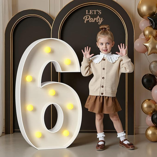 3FT Marquee Numbers, Light Up Numbers 6 for 6th 16th 36th Birthday Decorations, Big Numbers for Party Decorations, Large Light Up Numbers for Party Decor DIY Pre-Cut Foamboad Mosaic Numbers