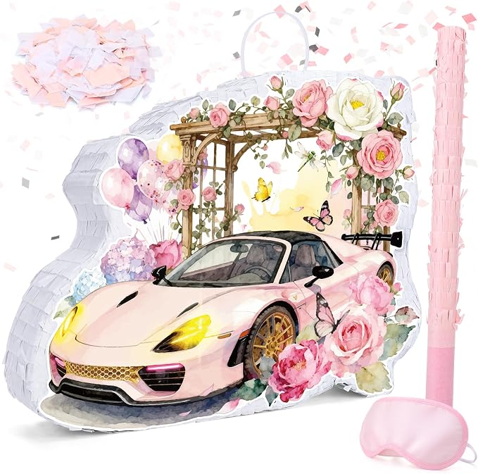Cars Piñata Race Car Party Favors Set with A Blindfold, Bat and Confetti Birthday Party Supplies Theme Racing Pinata for Celebration Carnival Party Supplies