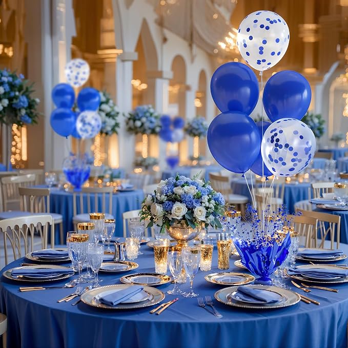 2 Set Royal Blue Table Balloons Foil Spray Centerpiece with Royal Blue and Confetti Balloons Stand Kit for Birthday Party Girls Baby Shower Wedding Bridal Shower Prom Graduation Table Decorations