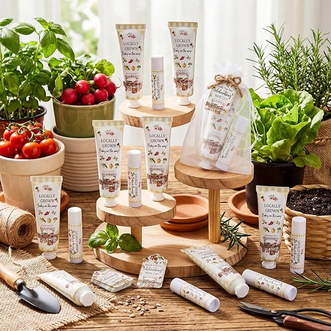Lounsweer 24 Sets Locally Grown Baby Shower Hand Cream and Lip Balm Gift Farmers Market Baby Shower Party Favors for Guest Vegetable Theme Travel Size Hand Lotion and Lip Balm Birthday Party Supplies