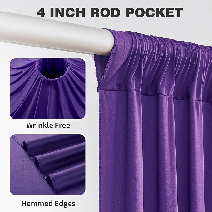 10ftx12ft Purple Backdrop Curtains for Wedding Parties, Wrinkle Free Polyester Photo Backdrop Drapes 2 Panels 12 ft Long Back Drop Cloth for Girl's Birthday Party Photography Background