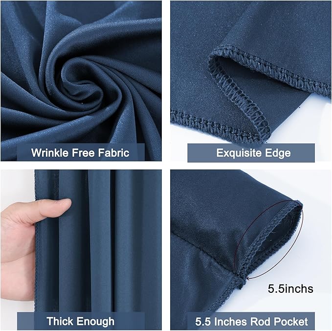 20x10 Navy Blue Backdrop Curtain for Party Wrinkle Free Polyester Fabric Photo Backdrop Curtain Drapes for Party Wedding Stage Birthday Baby Shower Decoration 5ft x 10ft,4 Panels