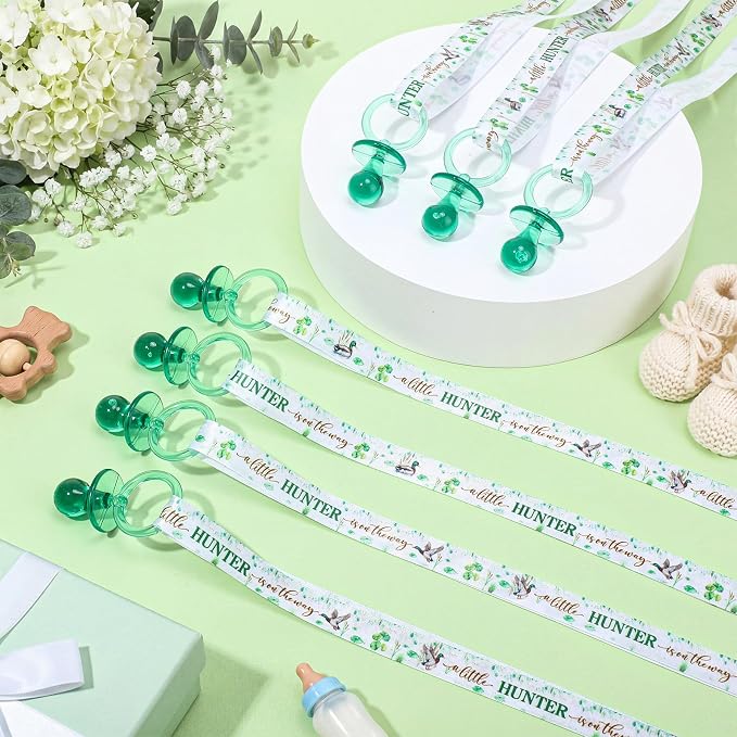 Coume 60 Pieces Baby Shower Pacifiers Necklace Acrylic Pacifiers Necklace Charm Party Favors for Girls Boys Baby Shower Party Decorations Table Scatter (Neutral Style,Green)