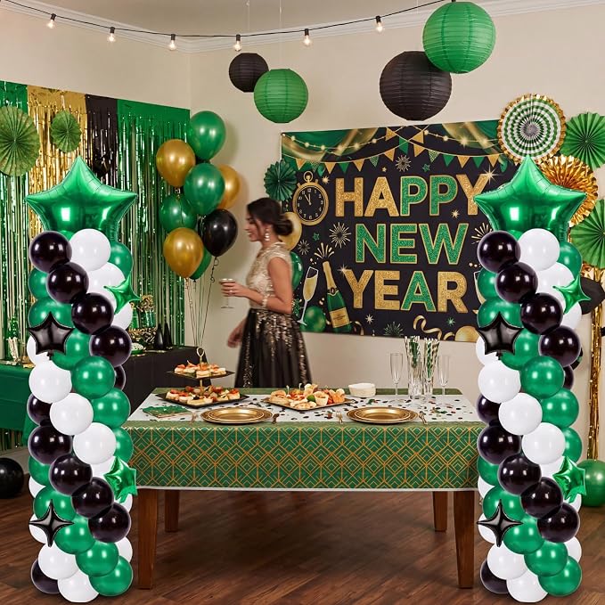 Gejoy 110 Pcs Football Party Balloon Column Stand Kit Green White Black Adjustable Tower Stand from 1.4 to 6.6 ft with Bases for Football Party Back to School Wedding Birthday Baby Shower
