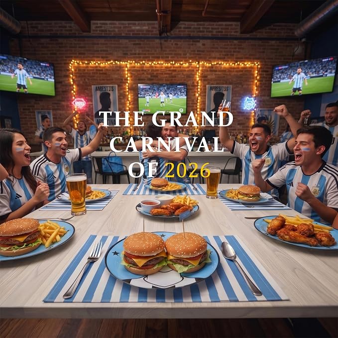 I00000 20 Pcs Blue Plastic Soccer Plates - Heavy Duty Disposable Plates for Global Soccer Celebration Party Supplies include 10.25" Dinner Plate& 7.5" Dessert Plate for Soccer Party