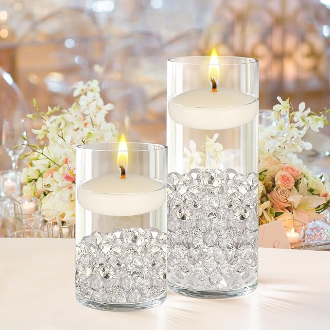 Mega Candles 4 pcs Unscented Ivory Floating Candles, Hand Poured Wax Candle 3 Inch Diameter, Home Décor, Wedding Receptions, Centerpieces, Occasions, Events, Festivities, Meditations, Spas