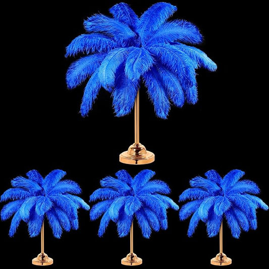 Retrowavy 50 Pcs 14-16 Inches Large Natural Ostrich Feathers Bulk for Centerpieces for Wedding Party Centerpieces Home Decoration Flower Arrangement (Royal Blue)