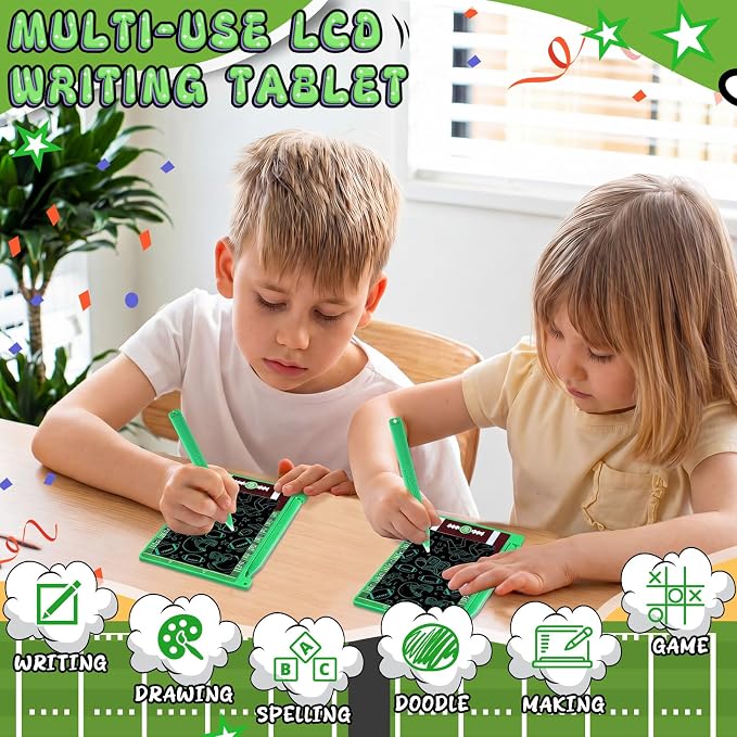 Nezyo 12 Pack Football Party Favors LCD Writing Tablet for Kids 4.6 Inch Football Drawing Tablet Erasable Reusable Electronic Drawing Pads for Birthday Supplies Gifts Goodie Bags Stuffers