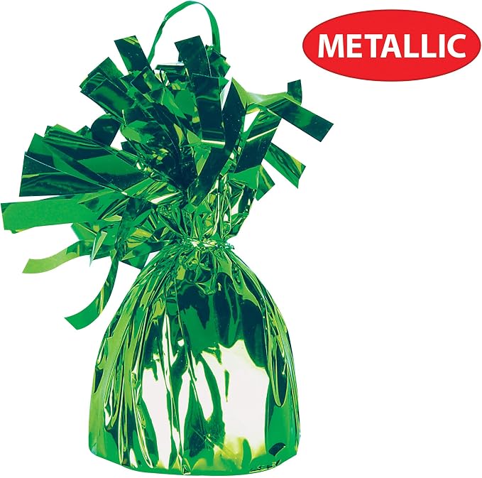 Beistle Metallic Wrapped Balloon Weight – 12 Pack, Green Balloon Centerpiece Bouquet Holders, Party Decoration Accessories for St. Patrick’s Day, Christmas, Spring Celebrations, Garden Parties, 6 Oz