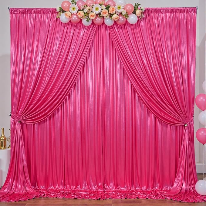 20×10FT Hot Pink Shimmer Backdrop Curtain Glitter Sequin Photo Backdrop Drapes for Wedding Party Background Birthday Graduation Back Drop Bridal Baby Shower Christmas Halloween Stage Decor