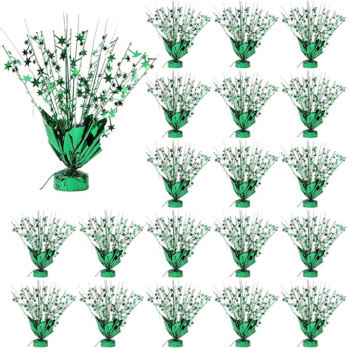 20 Pack Green Star Table Decorations Metallic Foil Spray Centerpiece Burst Table Centerpieces for Birthday Party Decoration Graduation Wedding Baby Shower Party Supply (Green)