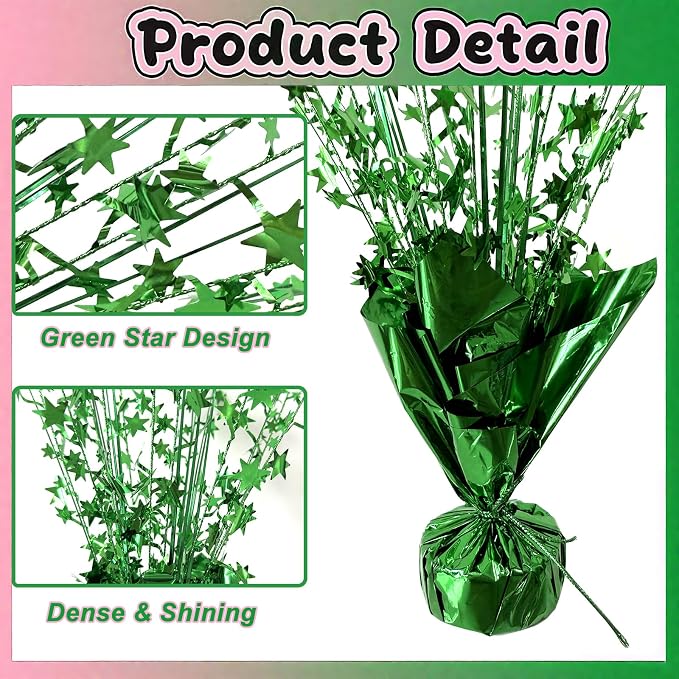 FUBININA 6 Pc St. Patrick's Day Party Decoration Metallic Foil Spray Centerpiece Star Burst Tabletop Decor for Irish St Patty's Day Jungle Animal Birthday Holiday Graduation Hawaiian Green Party Decor