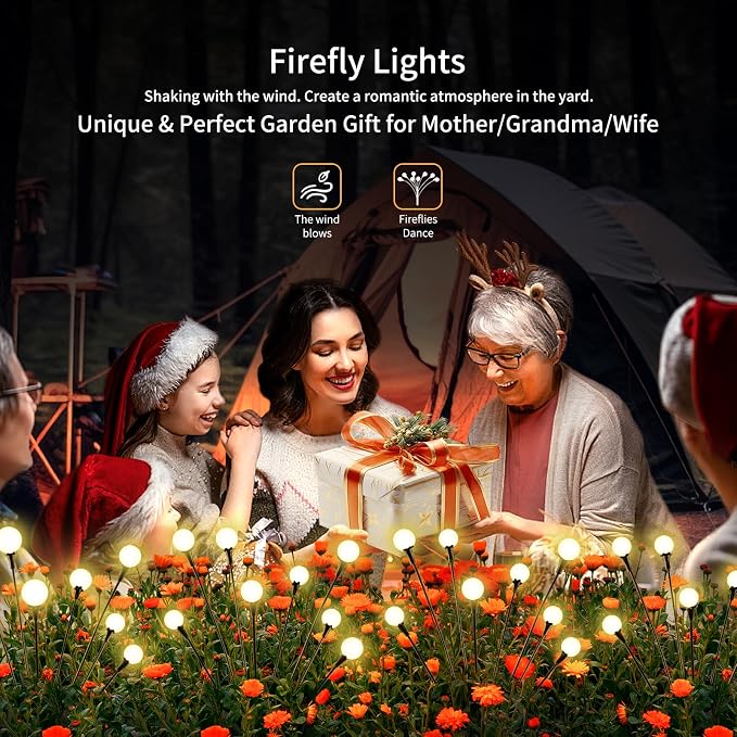 vignuto Solar Lights Outdoor Waterproof,6 Packs 48LED, Garden Decor, Patio Decor, Firefly Lights Solar Outdoor, Unique Gifts for Women
