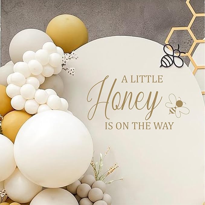 VANGNING A Little Honey is on The Way Decal Sign | Gender Reveal Girl or Boy Baby Shower Decal Sign,Bee Baby Shower Sign Vinyl Decal,aby Shower Balloon Arch Decal