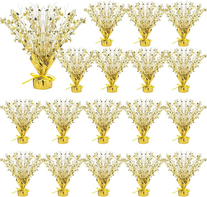 Crowye 18 Pcs Foil Spray Centerpiece Table Decoration Party Star Burst Metallic Graduation Table Centerpieces for Spring Party Birthday Season Wedding Holiday(Gold)