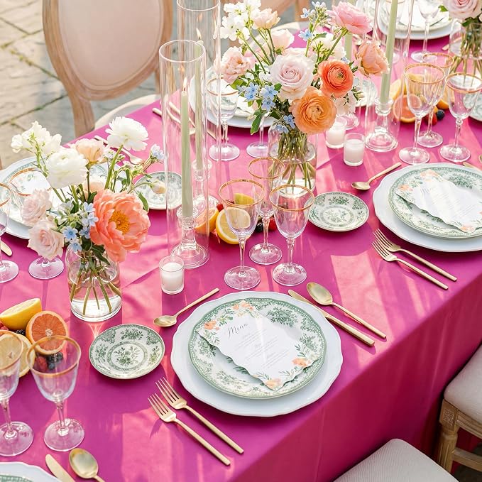 4 Pack Gradient Pink Satin Tablecloth 58 x 102 Inches, Rectangular Satin Table Cloths for Wedding Reception, Birthday Party, Graduation & Holiday Banquet Tables