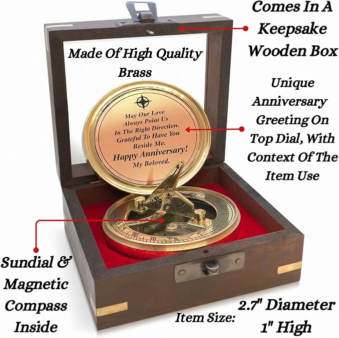 OakiWay Anniversary Sundial Compass & Infinity Love Candle Holder - Best Bundle for Husband or Wife
