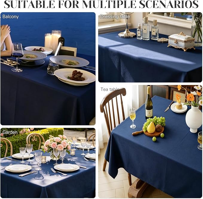 WIGENIUS 6 Pack Blue Table Cloth Rectangle Tablecloths 60X126 Inch,Polyester Table Cloth for 8 Foot Rectangle Tables,Wrinkle Resistant Washable Fabric Table Covers for Party,Wedding Banquet