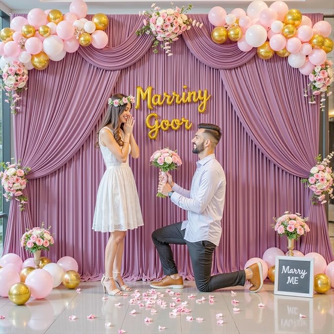 30ft x 10ft Dusty Pink Backdrop Curtain for Parties Rose Wrinkle Free Backdrop Drapes Panels for Baby Shower Birthday Party Wedding Photo Photography Polyester Fabric Background Decoration
