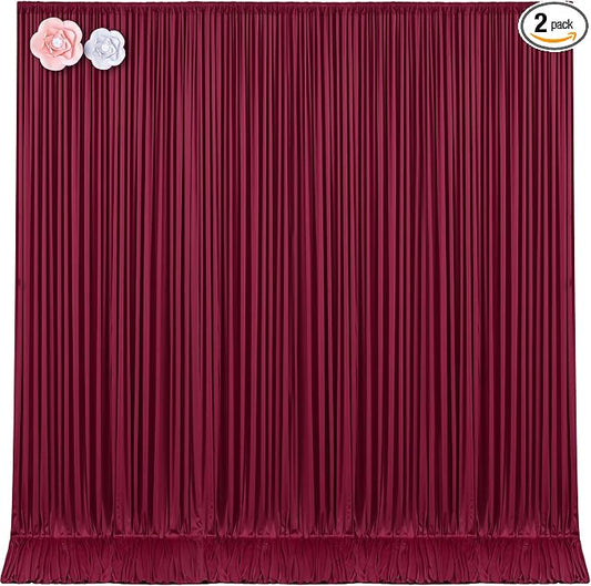 10x12 Burgundy Backdrop Curtains for Wedding Party Wrinkle Free Backdrops Curtain Drapes Fabric Decorations Maroon Photo Back Drop Cloth for Baby Shower Photography Stage Reception 5ft x 12ft,2 Panels