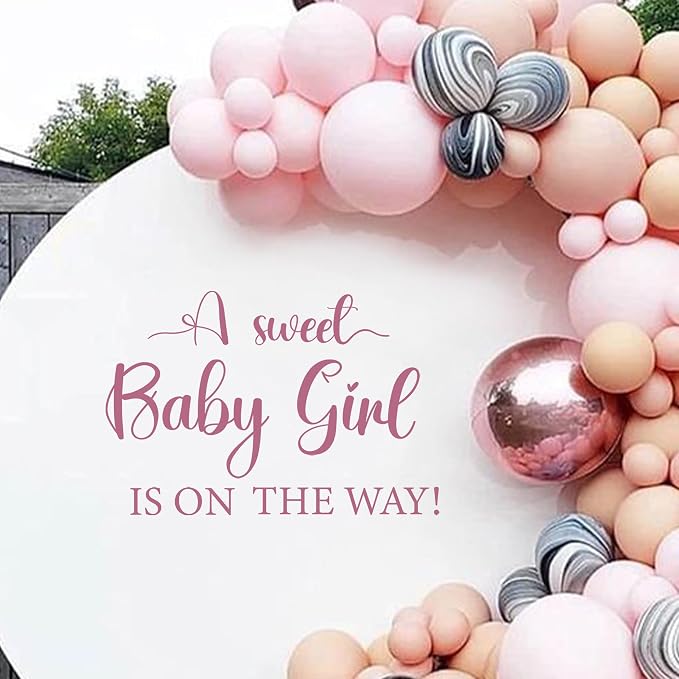 Sweet Baby Girl Sign Decal for Baby Shower Decorations | A Sweet Baby Girl is On The Way Gender Reveal Sign Sticker, Baby Shower Party Decal Sign for Party, Balloon Arch, Backdrop