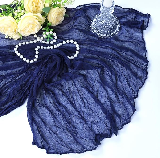 6 Pack Royal Blue Cheesecloth Table Runner 10Ft Gauze Cheese Cloth Table Runner 35x120 Inch Boho Sheer Rustic Fabric for Decor Bridal Baby Shower Wedding Centerpiece Home Table Decoration
