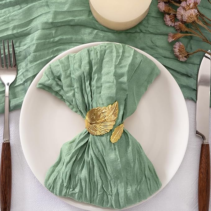 50 Pack Sage Green Spring Summer Cheesecloth Napkins Cloth Washable Cloth Napkins Set of 50 Bulk 21x21 Inches for Wedding Baby Bridal Shower Birthday Dinner Party Table Decor