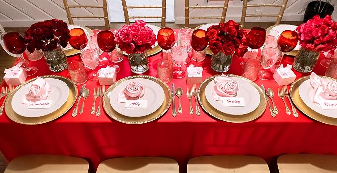 fani 10 Pack 60 x 102 Inch Tablecloth, Red Polyester Tablecloth for 6 Ft Rectangle Tables, Stain and Wrinkle Resistant Washable Fabric Table Cover for Wedding Party Dining Buffet Parties or Camping