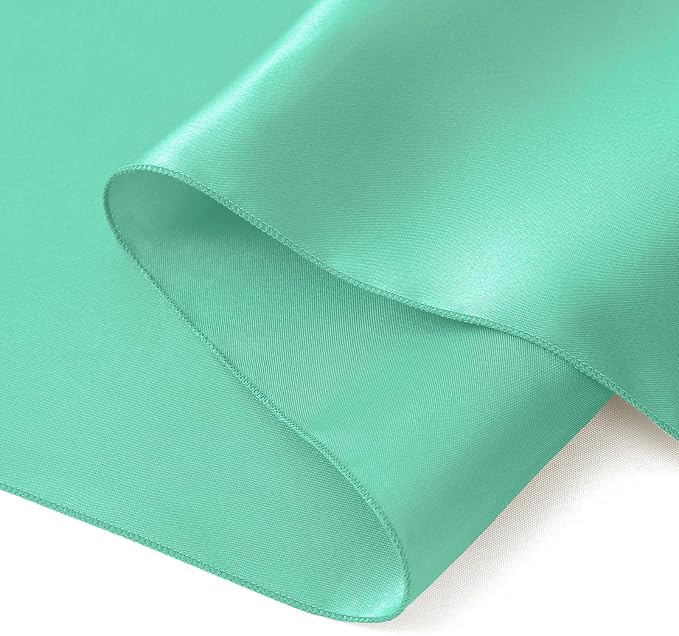 Horbaunal 12 Pack Aqua Satin Table Runner 12 x 108 Inch, Smooth Table Runners for Wedding Banquets Birthday Party