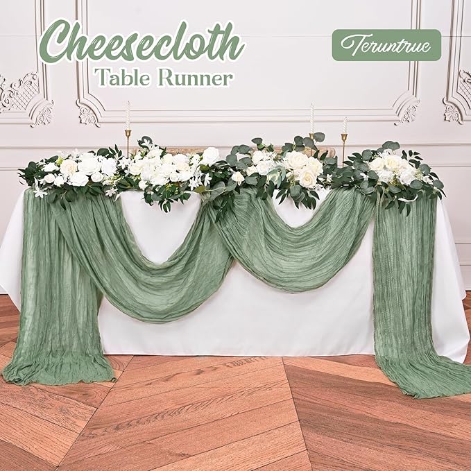 20 Pack Sage Green Table Runner 10FT Long Cheesecloth Table Runner Cheese Cloth Gauze for Wedding Party Birthday Decoration-Sage Green