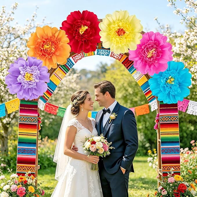 SUNBEAUTY Large Paper Flowers Giant Fiesta Tissue Paper Flowers Decorations for Wall 12 Inch Colorful Mexican Flowers for Summer Birthday Wedding Backdrop Bridal Shower Tropical Luau Carnival Party