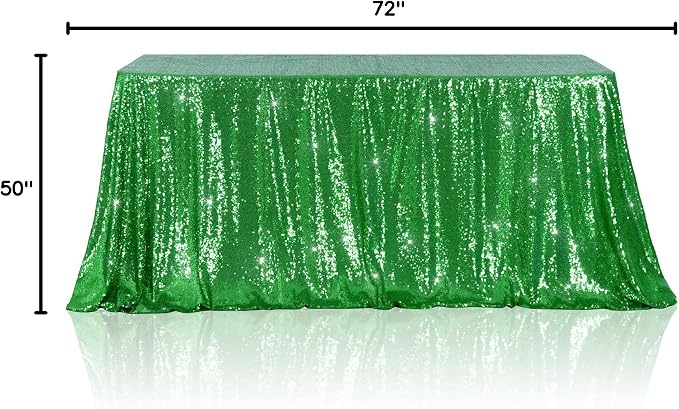 Poise3EHome Green Sequin Tablecloth 50×72 Inch Rectangle Sparkly Fabric Table Cover Overlay for Christmas Baby Shower Birthday Party Wedding Holiday Decoration