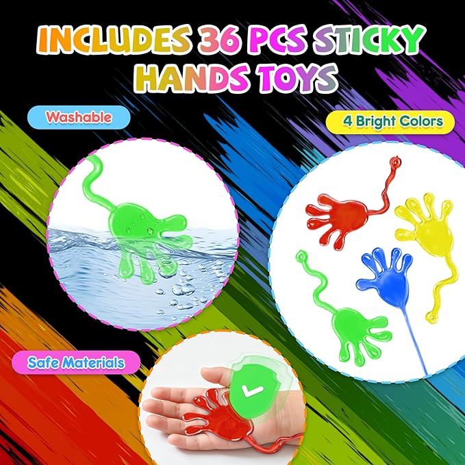 JMMICO 36*3 Packs Scratch Art Notebook+Sticky Hands+Stickers,Easter Party Favors for Kids 4-8-12,Return Gifts for Birthday Party Bulk Toys,Goodie Bags Stuffers, Classroom Prizes Students Gifts