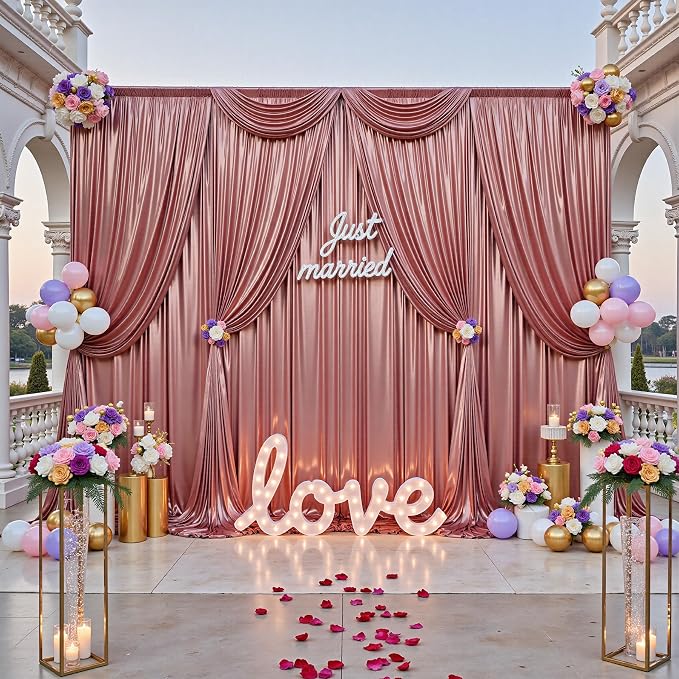 20x10FT Rose Gold Sequin Backdrop Curtain for Party - 4 Panels 5x10FT Wrinkle-Free Shimmer Drapes for Birthday, Wedding, Christmas, Decorations & Photography