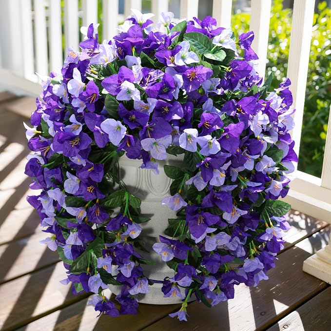 Faux Bougainvillea Artificial Flowers Plants for Outdoor Outside Decoration, 2pcs Fake Flowers Silk Long Trailing Vines UV Resistant Realistic Faux Flowers for Front Door Porch Planter Urn Yard, Mix