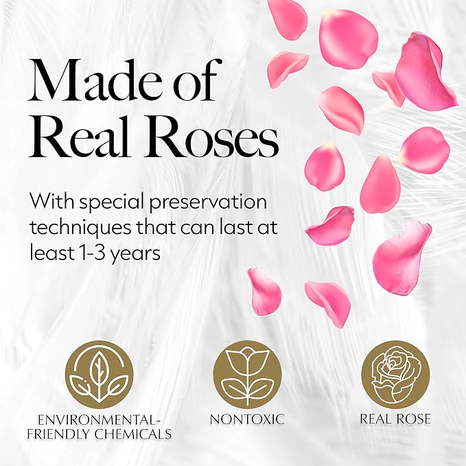 GLAMOUR BOUTIQUE 27 Flower Forever Heart Shape Box, Mothers Day Gift For Mom, Eternal Preserved Roses Gift for Her, Flowers bouquet, For Birthday, Anniversary, Girlfriend - Pink