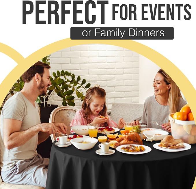 Exquisite Black Round Tablecloths Plastic Table Cloth Disposable 48 Pack 84" Inch Round Table Cloth Disposable Black Tablecloths Plastic Tablecloth Indoor/Outdoor Tablecloth Party Supplies