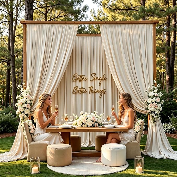 Gallety Warm Ivory Backdrop Curtain for Wedding, Polyester Photography Backdrop Drapes - 30FT x 10FT Wedding Backdrops with Rod Pockets for Children's Party,Birthday,Event,Graduation Party Decor