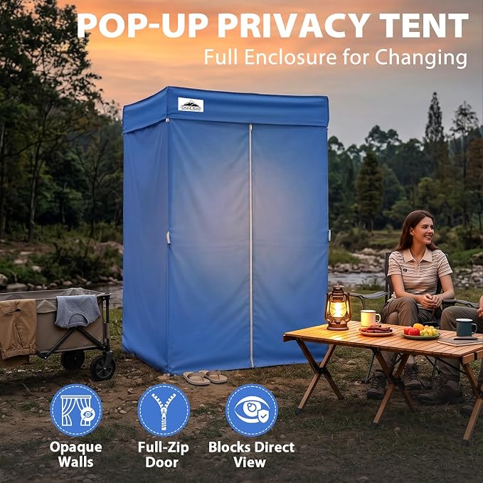 EAGLE PEAK 4x4 Pop Up Changing Tent, Flat Top Changing Room, Blue | Portable, Privacy Tent, Pool Cabana, Dressing Room, Shower & Toilet Use, Opaque Fabric, Instant Setup, Photoshoots, Camping