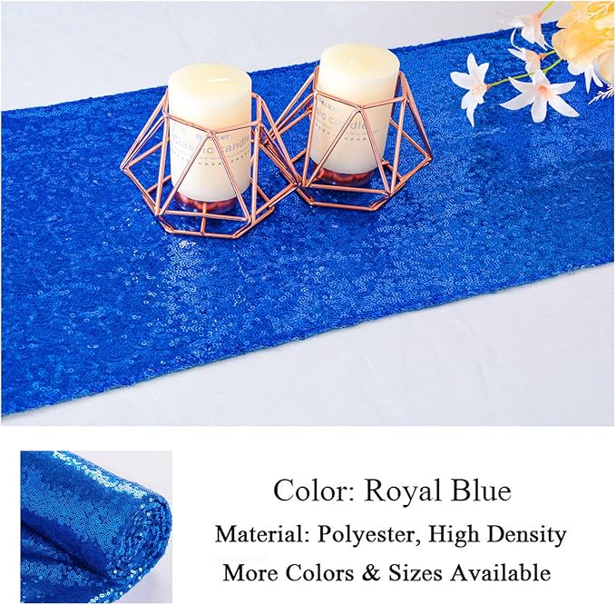 ShinyBeauty Royal Blue Table Runners - Pack of 2, 12inx108in Sequin & Glitter Wedding & Party Table Runners