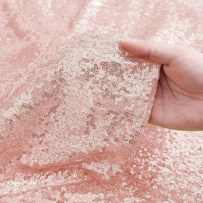 2 Pack Rose Gold Sequin Table Runner 12 x 72 Inch, High Density Sparkly Glitter Table Runners for Wedding Reception, Birthday Party, Baby Shower, Shimmering Pink Decor