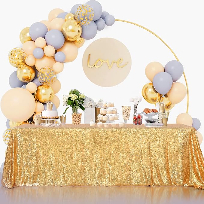 B-COOL Gold Sequin Tablecloth Birthday Table Cloths for Parties Rectangle Wedding Tablecloth Sparkly Sequin Fabric Tablecloth Christmas 90x90inches